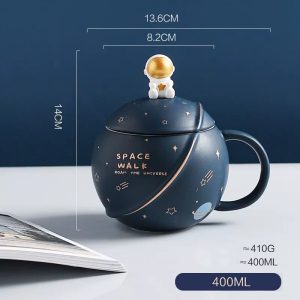 space walk Ceramic Mug With Lid Spoon
