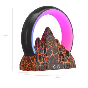 Smart Sunrise Flame Mountain 5 in 1 (Alarm Clock Night Light 15W Wireless Charing BT Speaker LED Table Lamp)
